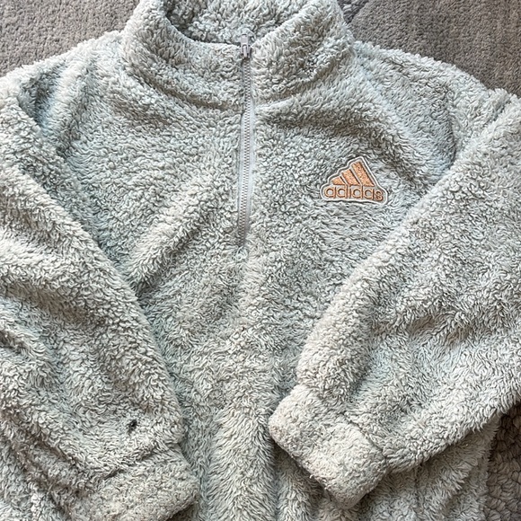Adidas Girl Loose Fit Glitter Sherpa Pull Over - Picture 2 of 9